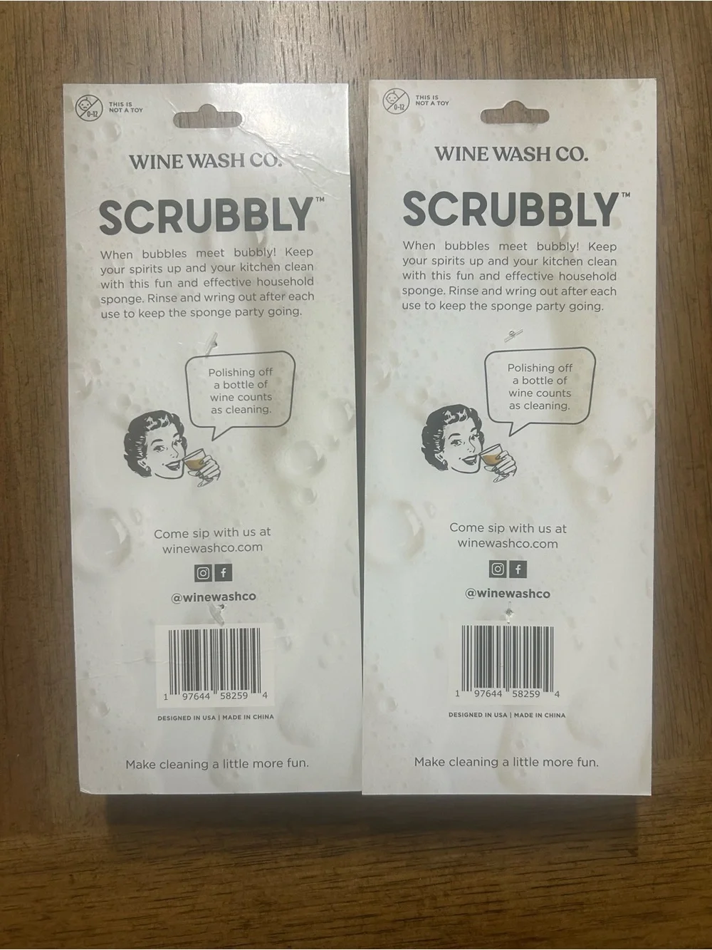 Scrubbly 'Tipsy But Tidy' 🍷 🧽 Kitchen Sponge - set of 2 🆕